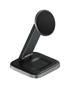 Беспроводное зарядное устройство Satechi 2in1 Foldable Qi2 ST-Q21FM Space Gray