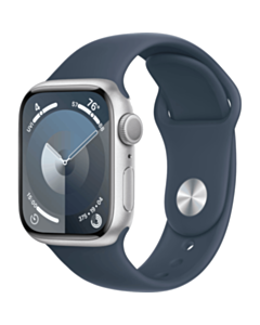 Apple Watch 9 41 mm Silver Aluminium W/Storm Blue Sport Band M/L / MR913QI/A