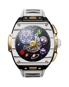 Смарт-часы Vertu Grand Watch S1 WS1-GDJ-T-BW11-C-HW-015 Bespoke Gold, Black and White Carbon Fiber with White Strap