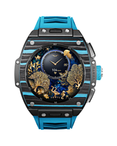 Smart saat Vertu Grand Watch S1 WS1-T-BB11-C-HW-017 Black and Blue Carbon Fiber with Light Blue Strap