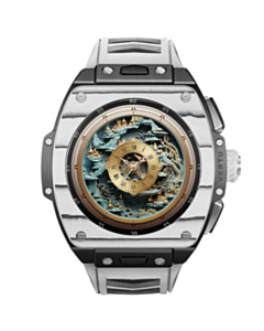 Smart saat Vertu Grand Watch S1 WS1-T-BW11-CHW-015 Black and White Carbon Fiber with White Strap