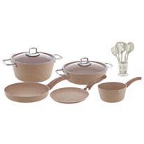 Набор кастрюль Deluca Гранит 13 предметов Кремовый 8683608812279