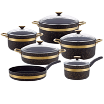 Qazan dəsti Deluca Qranit 11 parça Qara, Qızılı 8683767750122