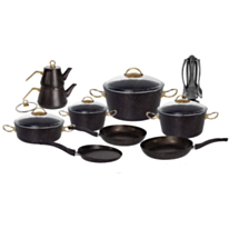 Набор кастрюль Deluca Гранит 21 предмет Черное Пламя 8681990734544