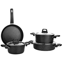 Набор кастрюль Schafer Black Stone 7 предметов Черный 8699131858424