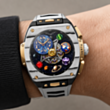 Смарт-часы Vertu Grand Watch S1 WS1-GDJ-T-BW11-C-HW-015 Bespoke Gold, Black and White Carbon Fiber with White Strap