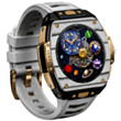 Смарт-часы Vertu Grand Watch S1 WS1-GDJ-T-BW11-C-HW-015 Bespoke Gold, Black and White Carbon Fiber with White Strap