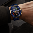 Smart saat Vertu Grand Watch S1 WS1-GDJ-T-BW11-C-HW-019 Bespoke Gold, Blue and White Carbon Fiber with Navy Blue Strap