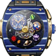 Smart saat Vertu Grand Watch S1 WS1-GDJ-T-BW11-C-HW-019 Bespoke Gold, Blue and White Carbon Fiber with Navy Blue Strap