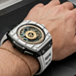 Smart saat Vertu Grand Watch S1 WS1-T-BW11-CHW-015 Black and White Carbon Fiber with White Strap