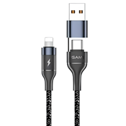 Кабель Usams US-SJ404 U31 USB Type-A / USB Type-C to Lightning 1.2 м SJ404USB01 Black