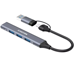 Переходник Canyon Hub 4in1 USB-A/C Grey CNS-TDS02G 