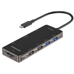 USB-хаб Promate USB Type-C 9in1 PRIMEHUB-GO Grey, Black