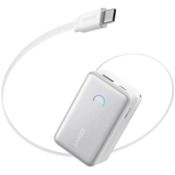 Power Bank Anker Nano 10000 mAh 45W Built In Retractable USB Type-C Cable A1638H21 White