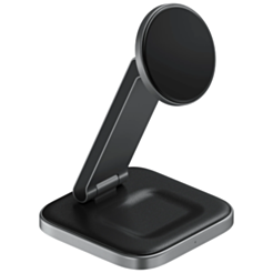 Беспроводное зарядное устройство Satechi 2in1 Foldable Qi2 ST-Q21FM Space Gray