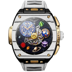 Смарт-часы Vertu Grand Watch S1 WS1-GDJ-T-BW11-C-HW-015 Bespoke Gold, Black and White Carbon Fiber with White Strap