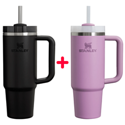 Termos Stanley Quencher H20 Tumbler Purple + Stanley Quencher H20 Tumbler Black