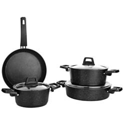 Qazan dəsti Schafer Black Stone 7 parça Qara 8699131858424