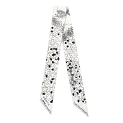 Şarf Vertu Season Daigo Signature Floral Print Silk Skinny White SJ-ZZ-009