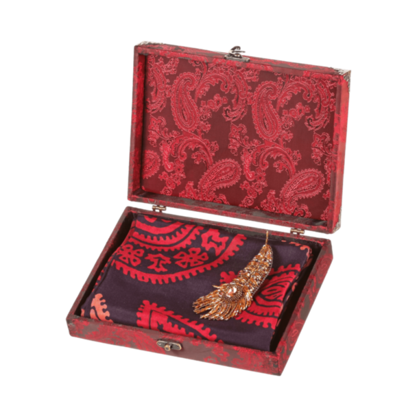 Kəlayağı qara-qırmızı,lələk broş qutu ilə 1042