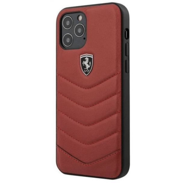 Ferrari Genuine Leather Case Iphone 12 Pro Red