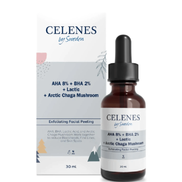 Сыворотка для лица Celenes AHA 8% BHA 2% Lactic Arctic Chaga Mushroom 30мл