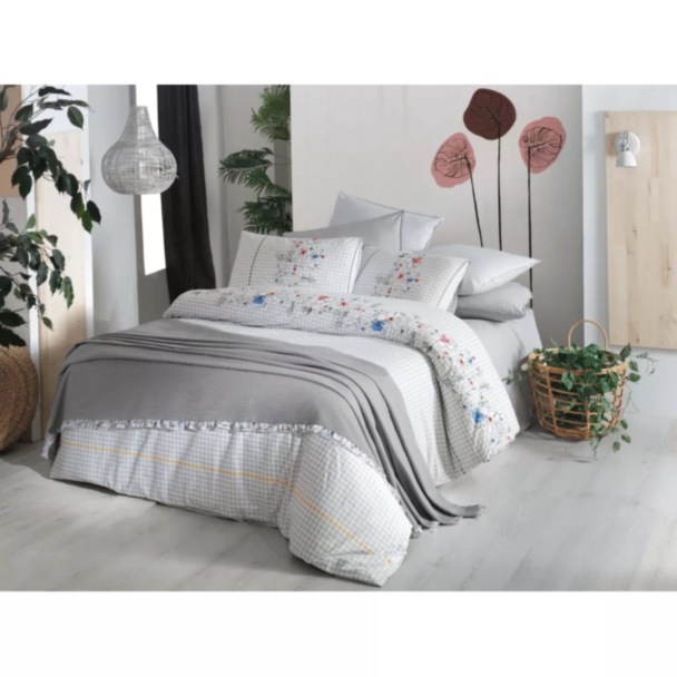 Пикейное покрывало + комплект постельного белья Sarev Bella CK PT 2Y D Серый