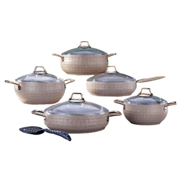 Qazan dəsti Shosman Valentino Guvec qranit 16 ədəd Sutlu Kahve 4936