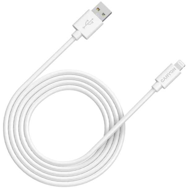 Кабель Canyon MFI USB Type-A to Lightning 2 м CNS-MFIC12W White