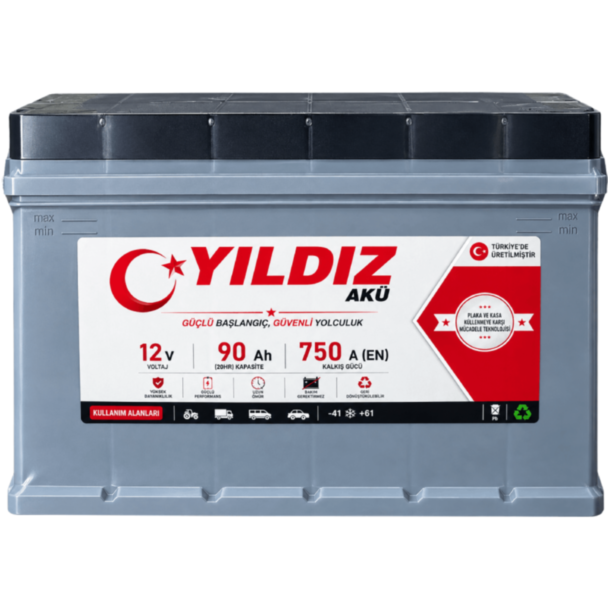 Avtomobil üçün akkumulyator Yıldız 90AH-750 SAE