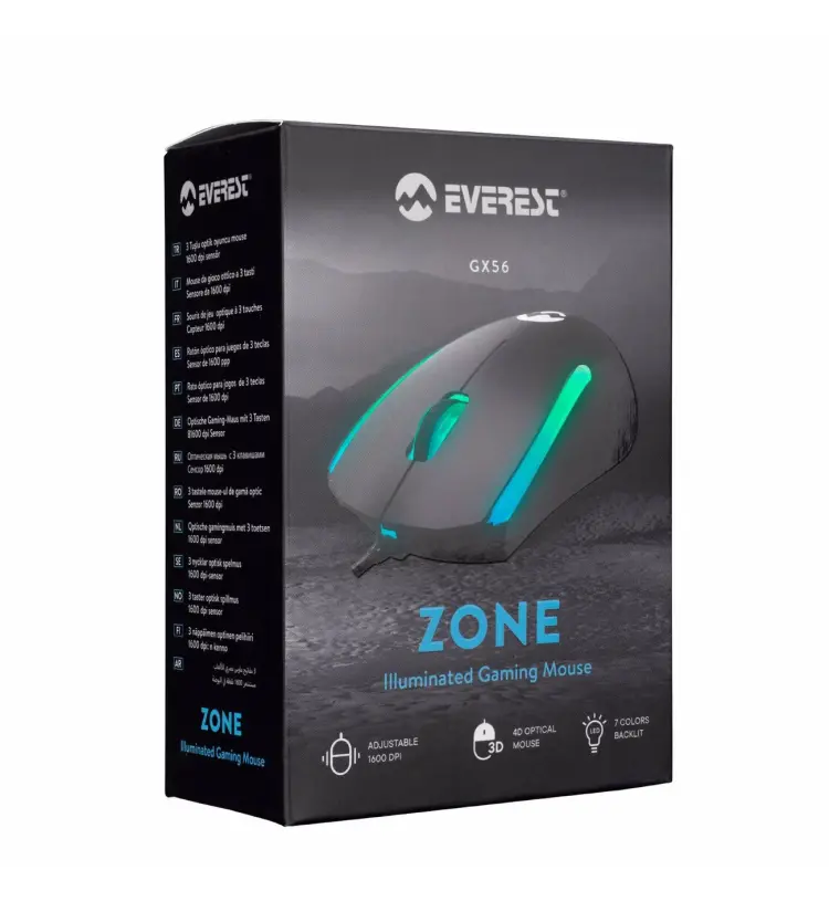 Everest GX56 Zone Gaming Mouse Black-image-2