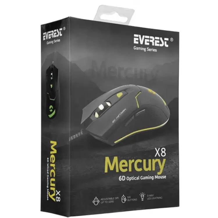 Everest Mercury X8 Gaming Mouse Black-image-4