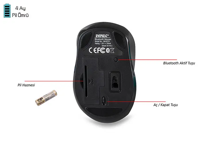 Everest SM-BT31 Bluetooth Mouse Black-image-4