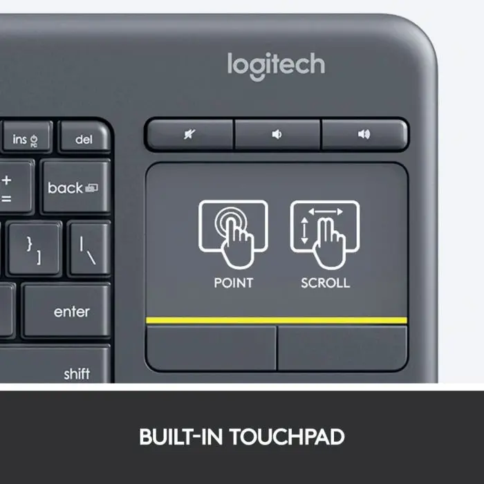 Logitech K400 Plus Wireless Touch Keyboard Black-image-2