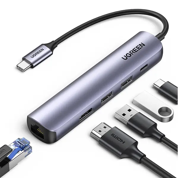 Ugreen CM219-70336 Type-C 4-Port USB 3.0 Hub Gray-image-1