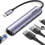 Ugreen CM418-10919 Type C 2-Port USB 3.0+HDMI+RJ45+PD Hub Gray-thumb-2