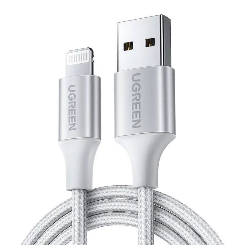 Ugreen US199-60161 2.4A Lightning Apple MFI 1m Silver-image-1