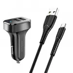 Usams C13+U35 Type-C Cable Car Charger Kit Black (NTU35TC13TZ)-thumb-1