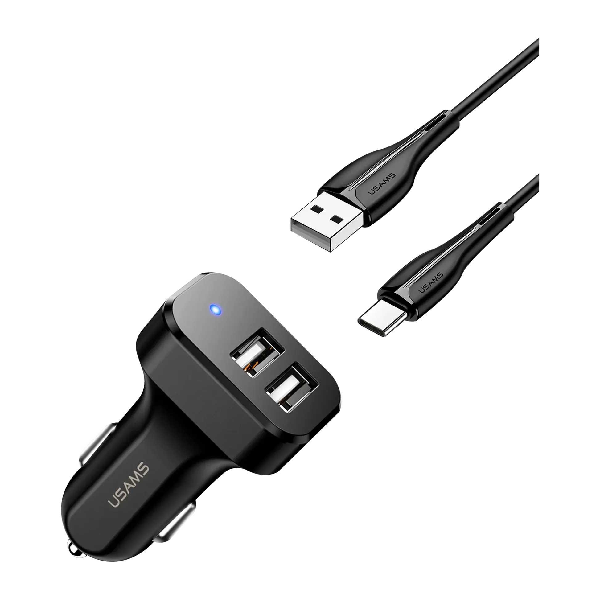 Usams C13+U35 Type-C Cable Car Charger Kit Black (NTU35TC13TZ)-image-3