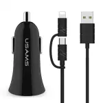 Usams CC013+U-Gee Cable Car Charger Kit Black (CCUSB01)-thumb-1