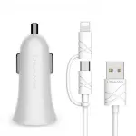 Usams CC013+U-Gee Cable Car Charger Kit White (CCUSB02)-thumb-1