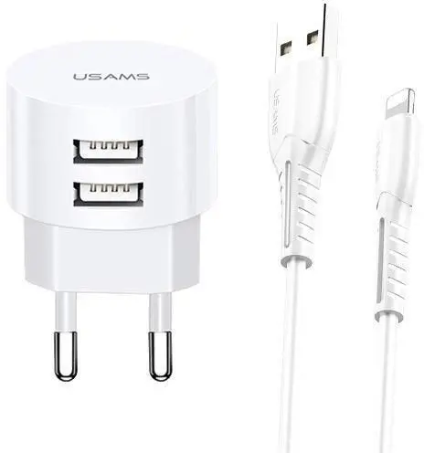 Usams T20+U35 Lightning Cable Charging Set White (XTXLOGT1804)-image-1