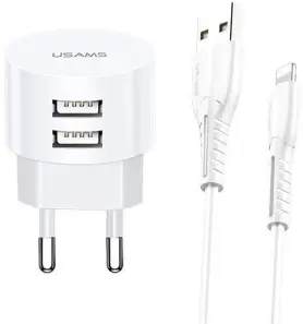 Usams T20+U35 Lightning Cable Charging Set White (XTXLOGT1804)