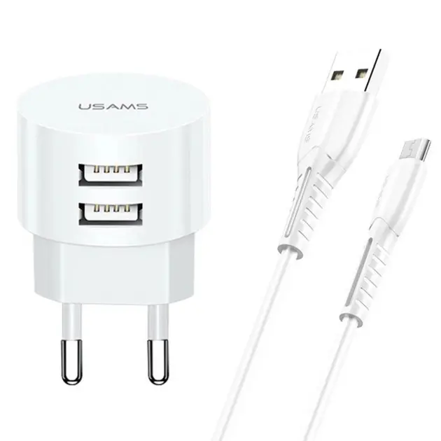 Usams T20+U35 Micro Cable Charging Set White (XTXLOGT18MC05)-image-1