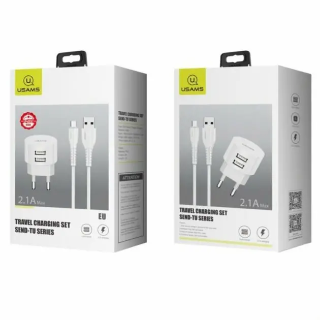 Usams T20+U35 Type-C Cable Charging Set White (XTXLOGT18TC05)-image-3