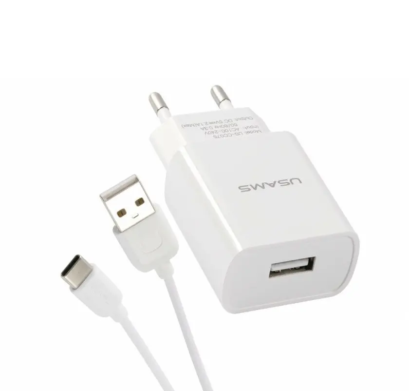 Usams T21+U-Turn Lightning Cable Charger Kit White (T21OCLN01)-image-1