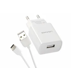 Usams T21+U-Turn Lightning Cable Charger Kit White (T21OCLN01)