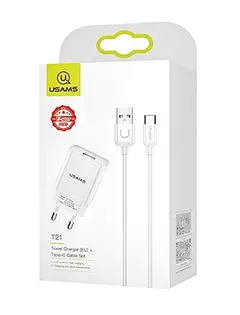 Usams T21+U-Turn Type-C Cable Charger Kit White (T21OCTC01)-image-2