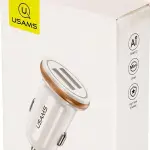 Usams US-CC050 C4 2.4A Dual USB Car Charger White (CC50GC02)-thumb-3