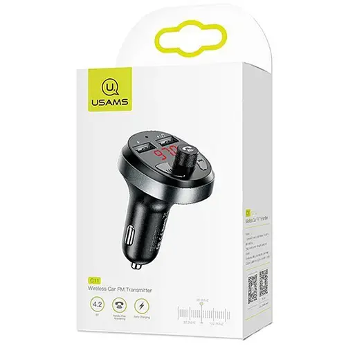 Usams US-CC062 C11 Car FM Transmitter Black (CC62GC01)-image-3